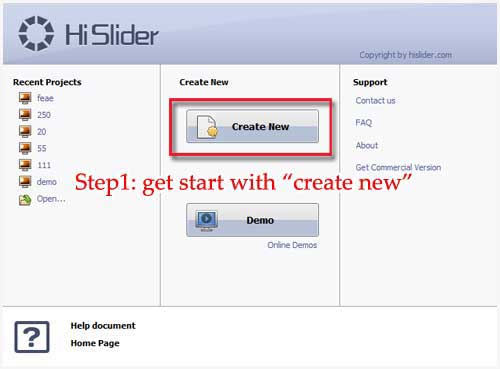 Publish HTML jQuery Slider Creator