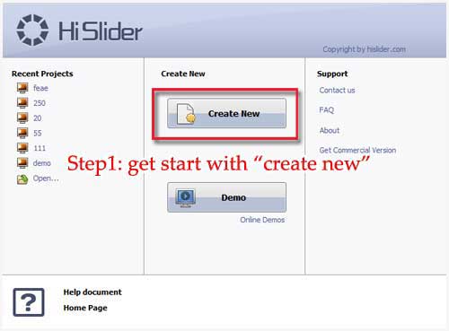 Publish HTML jQuery Slider Creator
