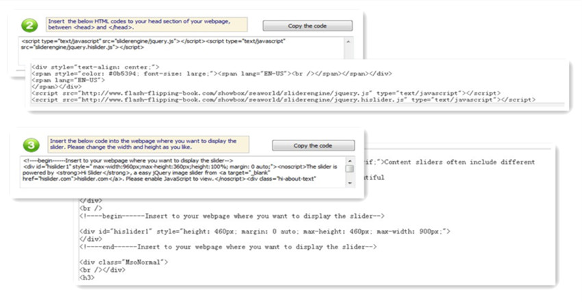 Publish HTML jQuery Slider Creator