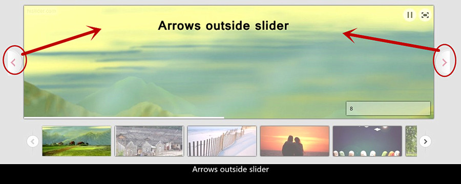 How to make navigation arrows outside my jQuery slider?