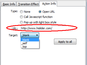add links to the slider
