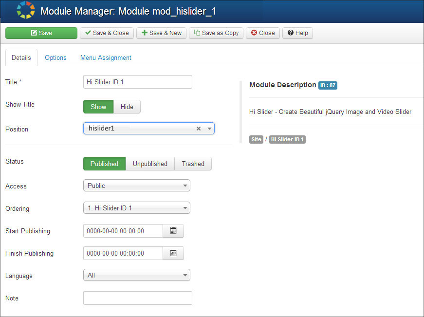 configure joomla slider