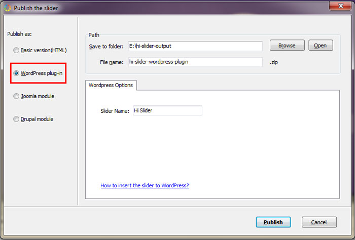 Publish WordPress plugin Slider 