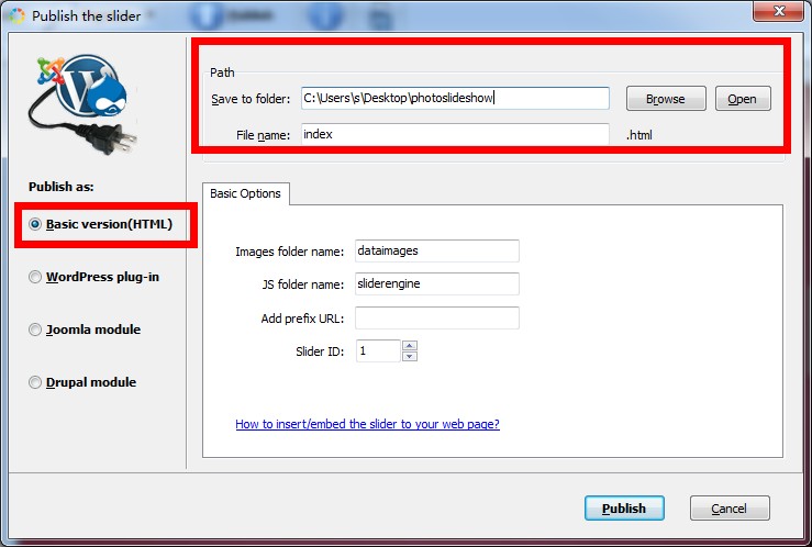 publish WordPress image slider plugin