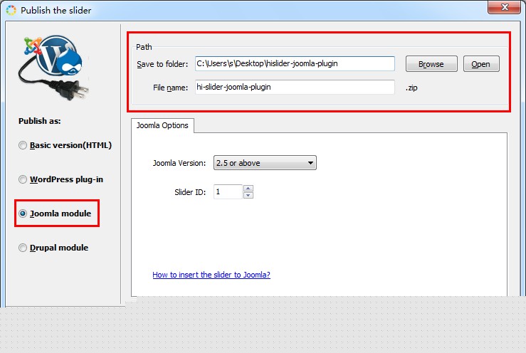 publish joomla silder plugin