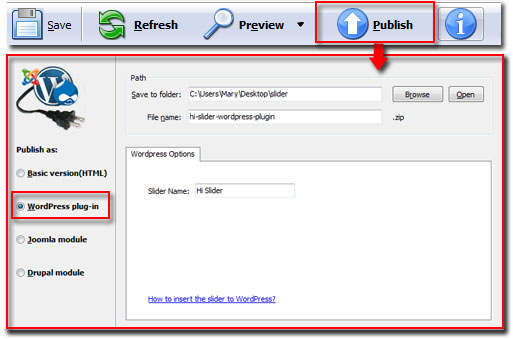 How to publish Slider Plugin for WordPress