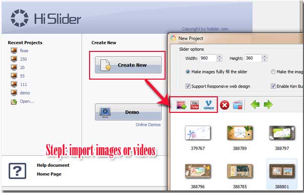 Publish HTML jQuery Slider Creator