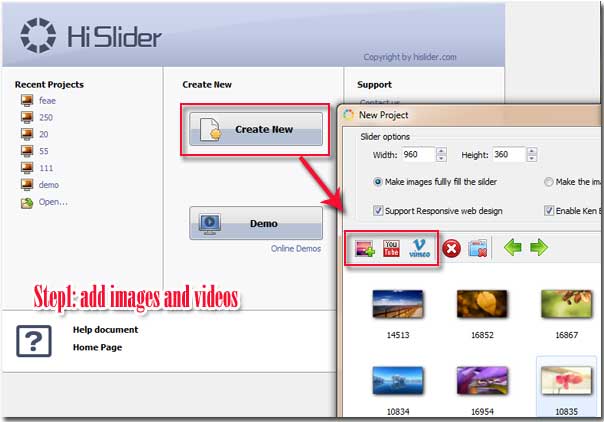 Publish HTML jQuery Slider Creator