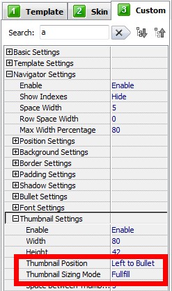 change thumbnail image position and border
